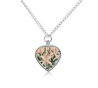 Collier funéraire pour animaux de compagnie - Bijou commémoratif pour chien/chat avec entonnoir, pendentif en forme de cœur et chaîne de 70,1 cm, collier urne à motif floral pêche, cadeau souvenir