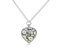Collier funéraire pour animaux de compagnie - Bijou commémoratif pour chien/chat avec entonnoir, pendentif en forme de cœur et chaîne de 70,1 cm, collier urne à motif camomille, cadeau souvenir pour