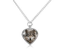 Collier funéraire pour animaux de compagnie - Bijou commémoratif pour chien/chat avec entonnoir, pendentif en forme de cœur et chaîne de 70,1 cm, collier urne Lmage of Wolf in the Snow Urne Cadeau