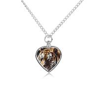 Collier funéraire pour animaux de compagnie - Bijou commémoratif pour chien/chat avec entonnoir, pendentif en forme de cœur et chaîne de 70,1 cm, collier urne tigre sauvage, cadeau souvenir pour perte