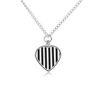 Collier funéraire pour animaux de compagnie - Bijou commémoratif pour chien/chat avec entonnoir, pendentif en forme de cœur et chaîne de 70,1 cm, collier urne à rayures noires et blanches, cadeau