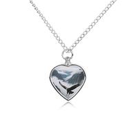 Collier funéraire pour animaux de compagnie - Bijou commémoratif pour chien/chat avec entonnoir, pendentif en forme de cœur et chaîne de 70,1 cm, collier urne d'aigles volent dans la vallée