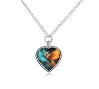 Collier funéraire pour animaux de compagnie - Bijou commémoratif pour chien/chat avec entonnoir, pendentif en forme de cœur et chaîne de 70,1 cm, collier urne phénix feu et eau - Cadeau souvenir pour