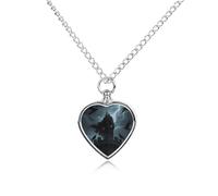 Collier funéraire pour animaux de compagnie - Bijou commémoratif pour chien/chat avec entonnoir, pendentif en forme de cœur et chaîne de 70,1 cm, collier urne d'art à lumière noire pour Halloween