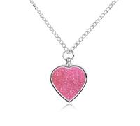 Collier funéraire pour animaux de compagnie - Bijou commémoratif pour chien/chat avec entonnoir, pendentif en forme de cœur et chaîne de 70,1 cm, collier urne à paillettes rose étincelant cadeau