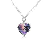 Collier funéraire pour animaux de compagnie - Bijou commémoratif pour chien/chat avec entonnoir, pendentif en forme de cœur et chaîne de 70,1 cm, collier urne de surf astronaute, cadeau souvenir pour