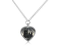 Collier funéraire pour animaux de compagnie - Bijou commémoratif pour chien/chat avec entonnoir, pendentif en forme de cœur et chaîne de 70,1 cm, collier urne « The Castle of Darkness »