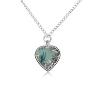 Collier funéraire pour animaux de compagnie - Bijou commémoratif pour chien/chat avec entonnoir, pendentif en forme de cœur et chaîne de 70,1 cm, collier urne avec palmiers et oiseaux, cadeau souvenir