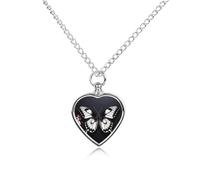 Collier funéraire pour animaux de compagnie - Bijou commémoratif pour chien/chat avec entonnoir, pendentif en forme de cœur et chaîne de 70,1 cm, collier urne papillon noir et blanc, cadeau souvenir