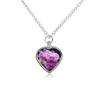 Collier funéraire pour animaux de compagnie - Bijou commémoratif pour chien/chat avec entonnoir, pendentif en forme de cœur et chaîne de 70,1 cm, collier urne orchidée violette cadeau souvenir pour