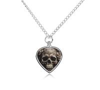 Collier funéraire pour animaux de compagnie - Bijou commémoratif pour chien/chat avec entonnoir, pendentif en forme de cœur et chaîne de 70,1 cm, collier urne en cuir avec tête de mort rose, cadeau