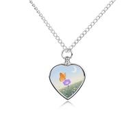 Collier funéraire pour animaux de compagnie - Bijou commémoratif pour chien/chat avec entonnoir, pendentif en forme de cœur et chaîne de 70,1 cm, collier urne en forme de papillon orange, lune et