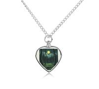Collier funéraire pour animaux de compagnie - Bijou commémoratif pour chien/chat avec entonnoir, pendentif en forme de cœur et chaîne de 70,1 cm, collier urne de forêt tard dans la nuit, cadeau