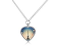 Collier funéraire pour animaux de compagnie - Bijou commémoratif pour chien/chat avec entonnoir, pendentif en forme de cœur et chaîne de 70,1 cm, collier urne à motif paris, cadeau souvenir pour perte