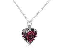 Collier funéraire pour animaux de compagnie - Bijou commémoratif pour chien/chat avec entonnoir, pendentif en forme de cœur et chaîne de 70,1 cm, collier urne gothique roses - Cadeau souvenir pour