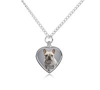 Collier funéraire pour animaux de compagnie - Bijou commémoratif pour chien/chat avec entonnoir, pendentif en forme de cœur et chaîne de 70,1 cm, collier urne bouledogue français, cadeau souvenir pour