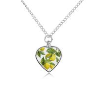 Collier funéraire pour animaux de compagnie - Bijou commémoratif pour chien/chat avec entonnoir, pendentif en forme de cœur et chaîne de 70,1 cm, collier urne en forme de branche de citron, cadeau