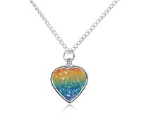 Collier funéraire pour animaux de compagnie - Bijou commémoratif pour chien/chat avec entonnoir, pendentif en forme de cœur et chaîne de 70,1 cm, collier urne arc-en-ciel à paillettes pour perte