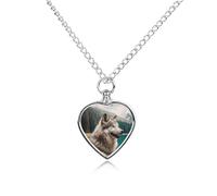 Collier funéraire pour animaux de compagnie - Bijou commémoratif pour chien/chat avec entonnoir, pendentif en forme de cœur et chaîne de 70,1 cm, collier urne amusant en forme de loup, cadeau souvenir