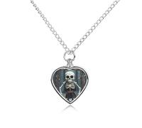 Collier funéraire pour animaux de compagnie - Bijou commémoratif pour chien/chat avec entonnoir, pendentif en forme de cœur et chaîne de 70,1 cm, collier urne en forme de tête de mort, cadeau souvenir