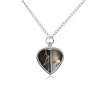 Collier funéraire pour animaux de compagnie - Bijou commémoratif pour chien/chat avec entonnoir, pendentif en forme de cœur et chaîne de 70,1 cm, collier urne à motif marbre, cadeau souvenir pour