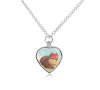 Collier funéraire pour animaux de compagnie - Bijou commémoratif pour chien/chat avec entonnoir, pendentif en forme de cœur et chaîne de 70,1 cm, joli collier urne à motif Capybara - Cadeau souvenir