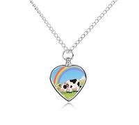 Collier funéraire pour animaux de compagnie - Bijou commémoratif pour chien/chat avec entonnoir, pendentif en forme de cœur et chaîne de 70,1 cm, joli collier urne en forme de vaches - Cadeau souvenir