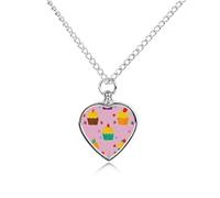Collier funéraire pour animaux de compagnie - Bijoux commémoratifs pour chien/chat avec entonnoir, pendentif en forme de cœur et chaîne de 70,1 cm, collier urne à motifs cupcakes, cadeau souvenir pour