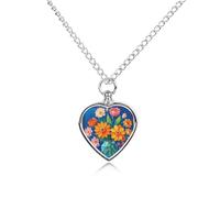 Collier funéraire pour animaux de compagnie - Bijoux commémoratifs pour chien/chat avec entonnoir, pendentif en forme de cœur et chaîne de 70,1 cm, collier urne à peinture diamant fleur, cadeau
