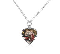 Collier funéraire pour animaux de compagnie - Bijoux commémoratifs pour chien/chat avec entonnoir, pendentif en forme de cœur et chaîne de 70,1 cm, deux chats amusants conduisant une urne de moto