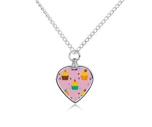 Collier funéraire pour animaux de compagnie - Bijoux commémoratifs pour chien/chat avec entonnoir, pendentif en forme de cœur et chaîne de 70,1 cm, collier urne à motifs cupcakes, cadeau souvenir pour