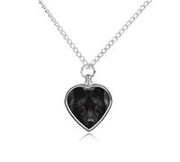 Collier funéraire pour cendres d'animaux de compagnie - Bijou commémoratif pour chien/chat avec entonnoir, pendentif en forme de cœur et chaîne de 70,1 cm, collier urne loup aux yeux rouges et noir