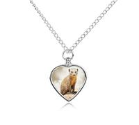 Collier funéraire pour cendres d'animaux de compagnie - Bijou commémoratif pour chien/chat avec entonnoir, pendentif en forme de cœur et chaîne de 70,1 cm, collier urne suricates sauvages, cadeau