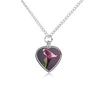 Collier funéraire pour cendres d'animaux de compagnie - Bijou commémoratif pour chien/chat avec entonnoir, pendentif en forme de cœur et chaîne de 70,1 cm, collier urne calla violet pour perte