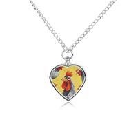 Collier funéraire pour cendres d'animaux de compagnie - Bijoux commémoratifs pour chien/chat avec entonnoir, pendentif en forme de cœur et chaîne de 70,1 cm, collier urne artistique peinture poulet