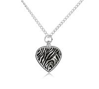 Collier funéraire pour cendres d'animaux de compagnie - Bijoux commémoratifs pour chien/chat avec entonnoir, pendentif en forme de cœur et chaîne de 70,1 cm, collier urne imprimé zèbre noir et blanc