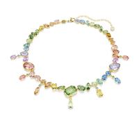 Collier Gema, Tailles variées, Cristaux suspendus, Multicolore, Doré à l’or 18 carats (750/1000) OS