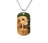 Collier Golden Retriever en acier titane avec pendentifs rectangulaires - Cadeau pour homme et femme