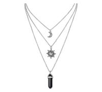 Collier gothique à 3 couches avec soleil et lune, bijoux à breloques en pour femmes, chaîne de cou à longueur réglable, pendentif à la mode