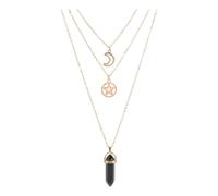 Collier gothique à 3 couches avec soleil et lune, bijoux à breloques en pour femmes, chaîne de cou à longueur réglable, pendentif à la mode