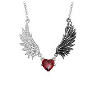 Collier gothique avec pendentif en forme de cœur et aile de démon - Pendentif punk en corne de diable avec chaîne réglable, bijou en émail pour femme, cadeau parfait pour Halloween et Saint-Valentin