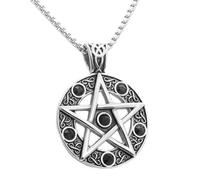 Collier gothique en acier inoxydable avec pendentif en forme d'étoile et pentagramme avec chaîne de 61 cm, Acier inoxydable, Non applicable.