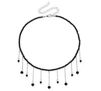 Collier gothique en forme de goutte de sang vintage avec pendentif en perles de cristal noir - Collier avec pendentif en dentelle noire - Style punk - Collier os pour femme, Zinc, Alliage.