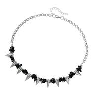 Collier gothique punk en alliage de métal mélangé avec finition anti-ternissement, design épissé, alternatif tendance, chaîne ras du cou en alliage anti-ternissement