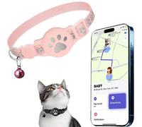 Collier GPS Chat,2026 Nouveau Traceur GPS Chat Tracker, Abonsans Nement Mensuel, sans Carte SIM,Compatible avec Goo- gle Find My (Android Uniquement),Localisation Temps Réel, étanche (Pink)