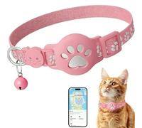 Collier GPS Chat, 2026 Nouveau Traceur GPS Chat Tracker, sans Carte SIM, sans Abonnement Mensuel, Localisation Temps Réel, Imperméable et Durable (Rose)