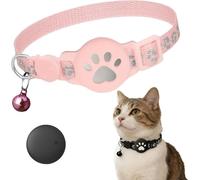 Collier GPS Chat, 2026 Nouveau Traceur GPS Chat Tracker, sans Carte SIM, sans Abonnement Mensuel, Localisation Temps Réel, Imperméable et Durable (Rose 1)