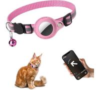 Collier GPS Chat - KCVV - Anti étranglement - Personnalisable - Compatible AirTag - Rose