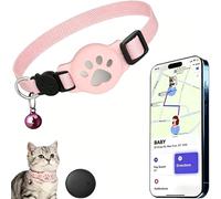 Collier GPS Chat, Nouveau Traceur GPS Chat Tracker, sans Carte SIM, sans Abonnement Mensuel, Localisation Temps Réel, Imperméable et Durable, Rose