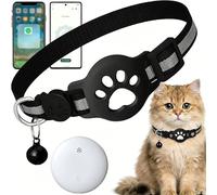 Collier GPS Chat, Nouveau Traceur GPS Chat Tracker, sans Carte SIM, sans Abonnement Mensuel, Localisation Temps Réel, Imperméable et Durable, Noir